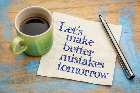 Let's make better mistakes tomorrow - handwriting on a napkin wi