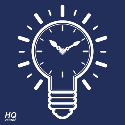 Vector Timer And A Electricity Light Bulb Sign, Brain Storm Conc